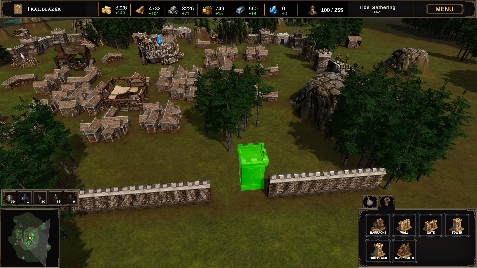 Placing a gate while expanding a growing fortress-city